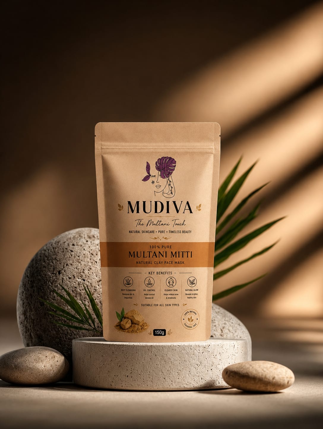 MUDIVA 100% Pure Multani Mitti – 150g - | MUDIVA